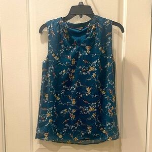 NEW…Papermoon Teal Floral Sleeveless Blouse